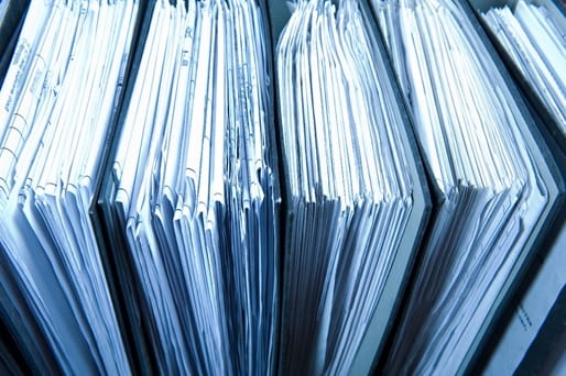 Binders of documents ready to be destroyed by DataSafe in Portland OR