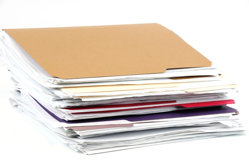 Files ready to be shredded by DataSafe in Portland OR