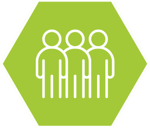 HR icon on a green hexagonal background