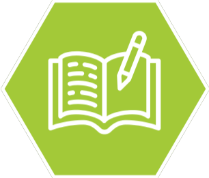 School icon on a green hexagonal background